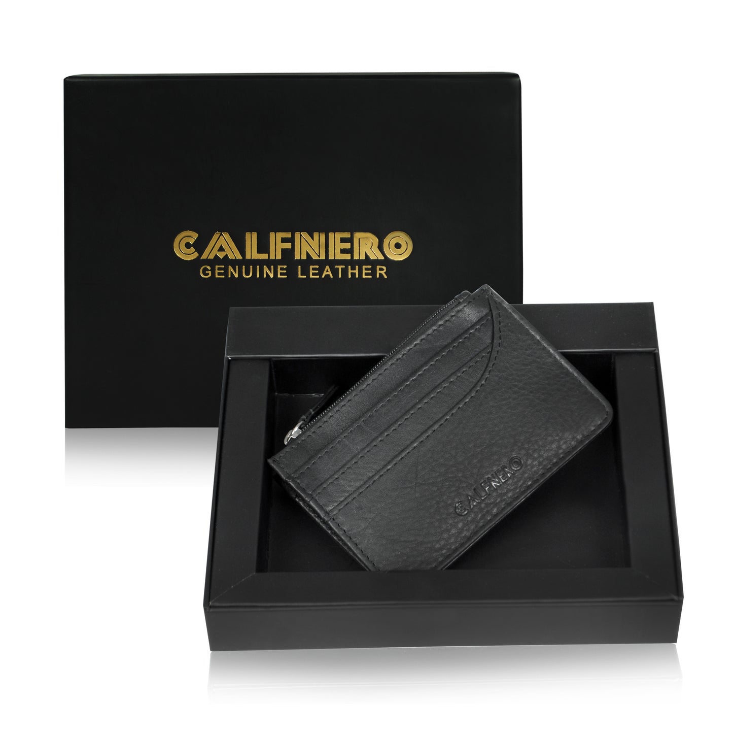 Calfnero Genuine Leather Card Case Wallet (70760-Black)