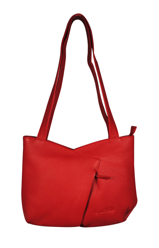 Calfnero Women's Genuine Leather Shoulder Bag (71080-Red)