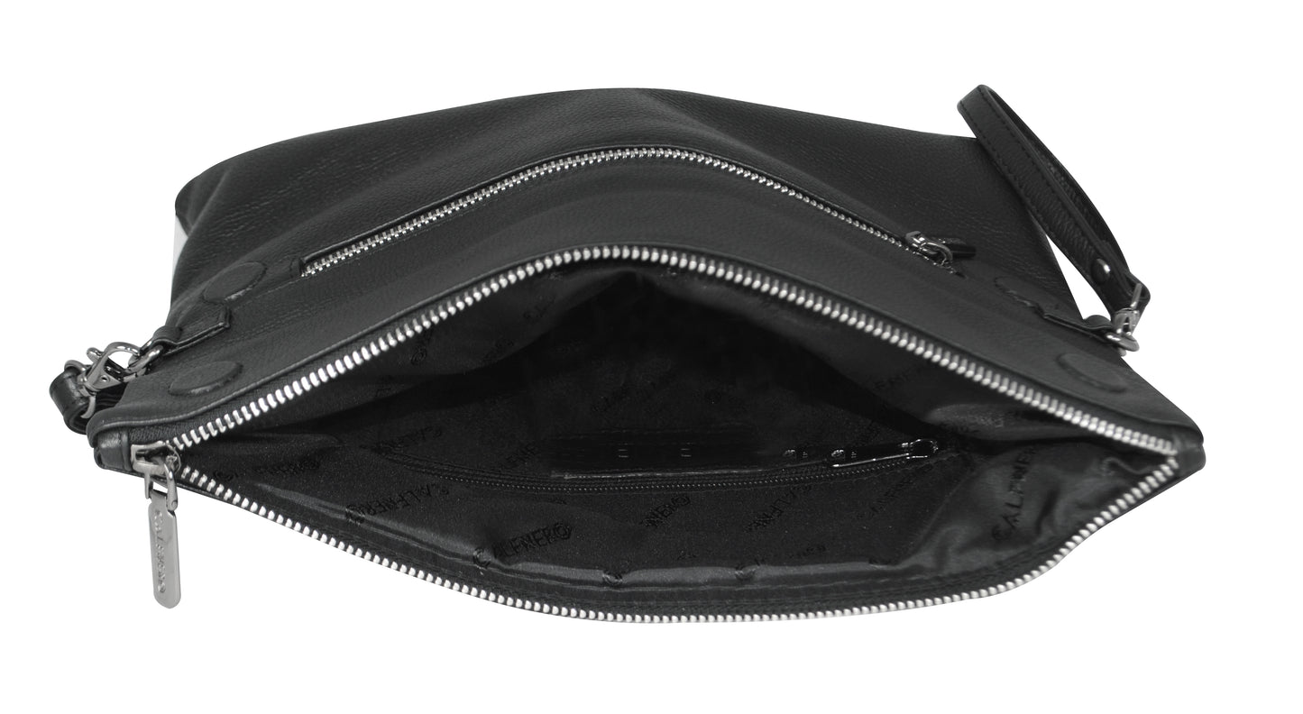 Calfnero Genuine Leather Women's Sling Bag (71176-Black)