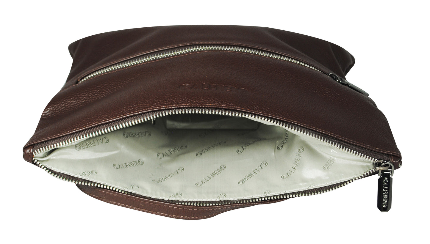 Calfnero Genuine Leather Women's Sling Bag (71176-Chocolate)