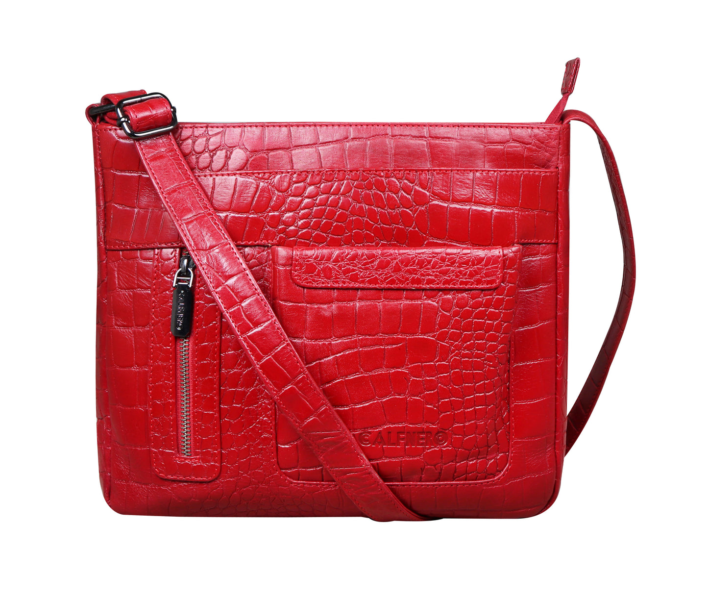 Calfnero Genuine Leather Women's Sling Bag (71686A-Red-Coco)