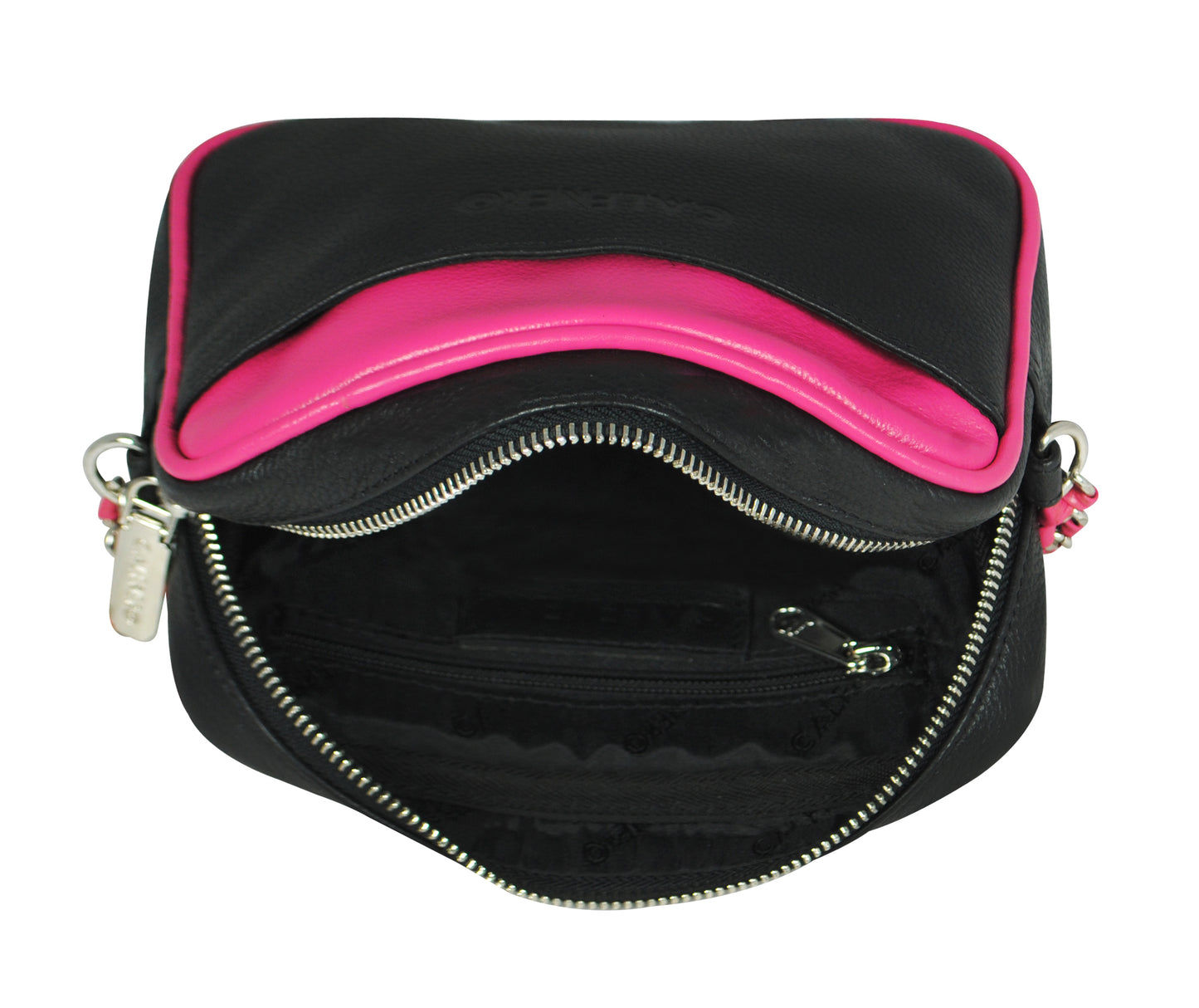 Calfnero Genuine Leather Women's Sling Bag (727485-Black-Pink)