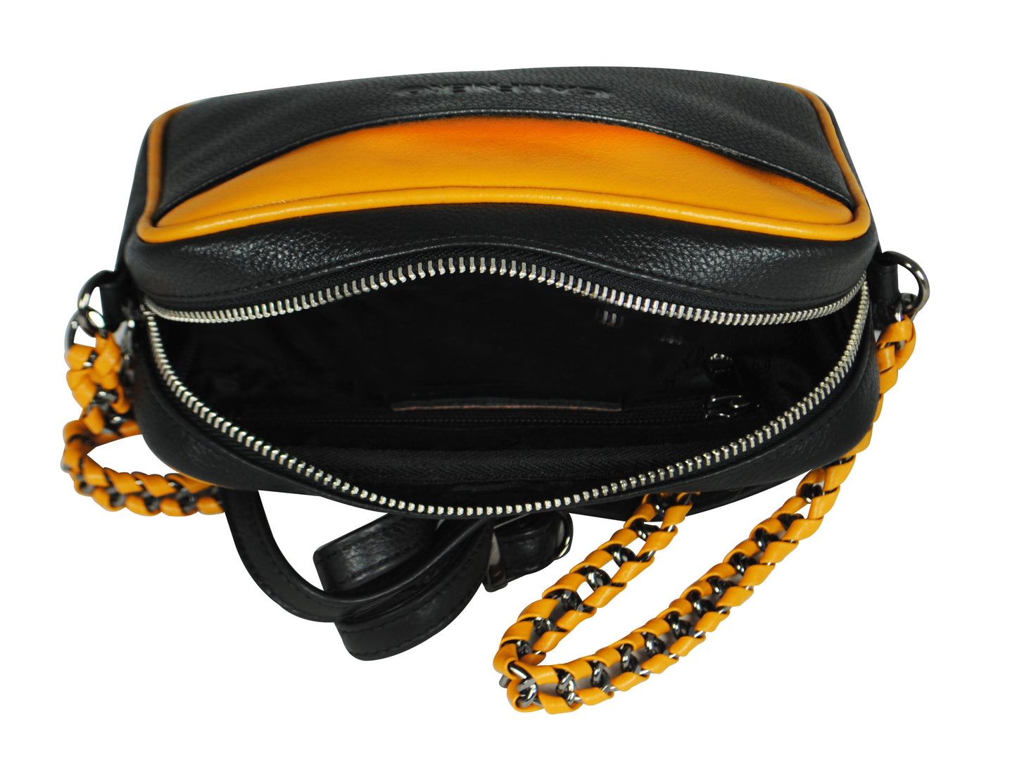 Calfnero Genuine Leather Women's Sling Bag (727485-Black-Yellow)