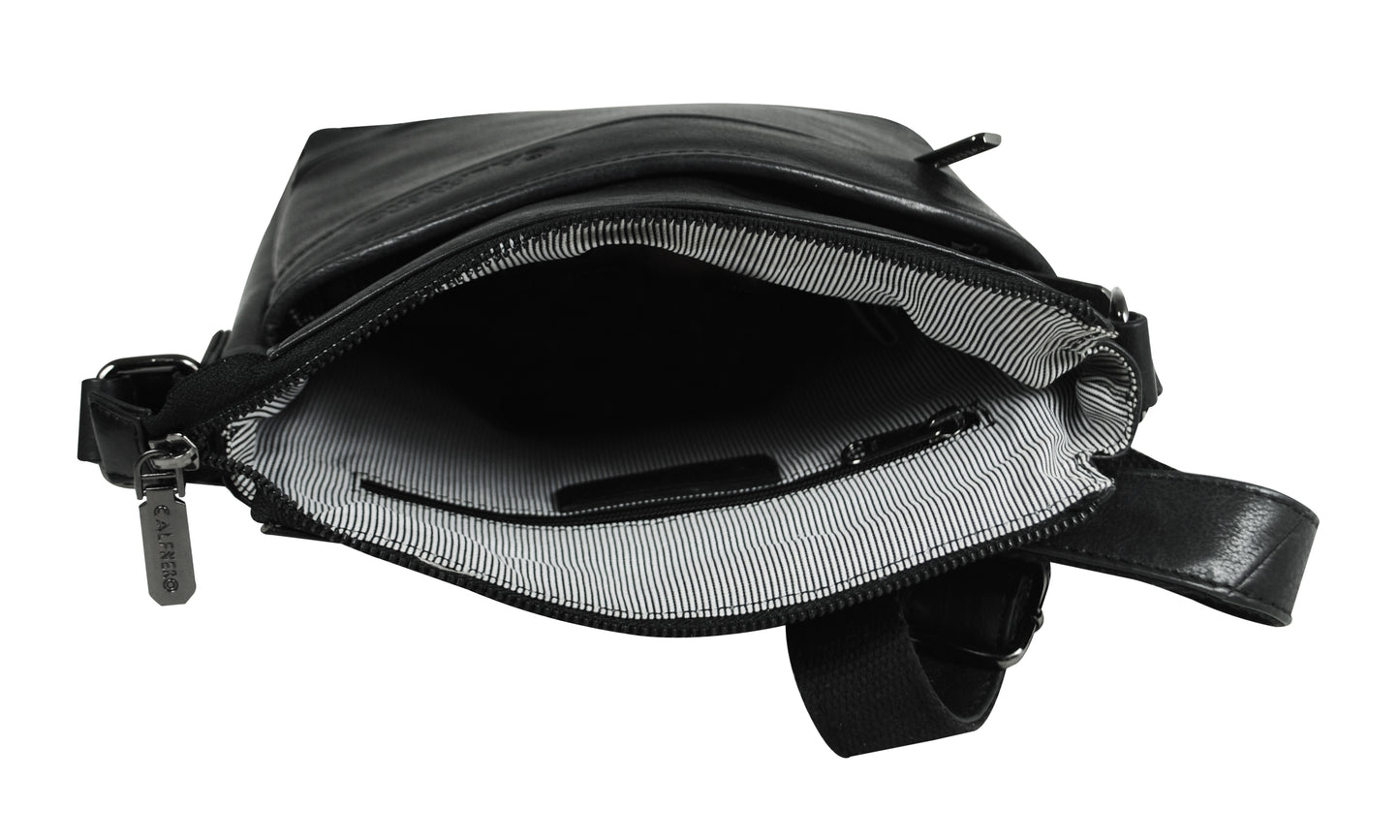 Calfnero Genuine Leather Men's Cross Body Bag (805-Black)