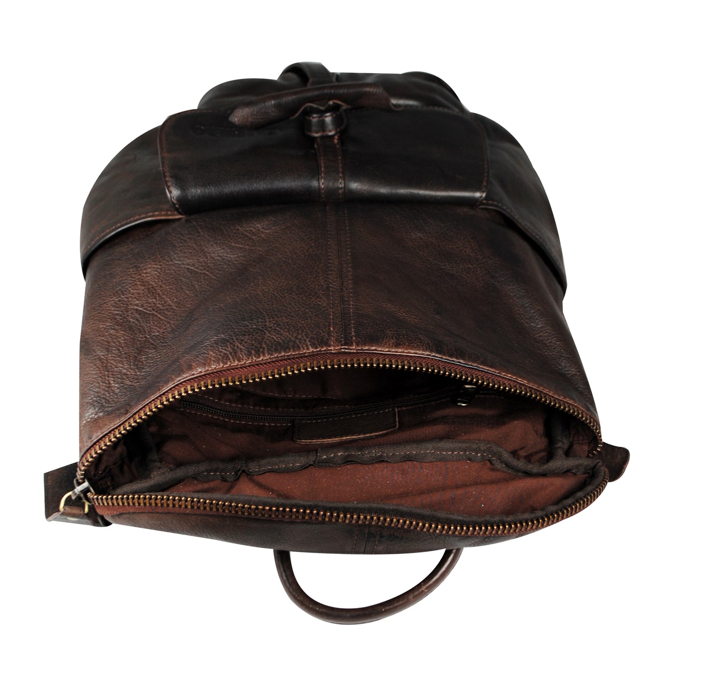 Calfnero Men's Genuine Leather Backpack (808-Brown)