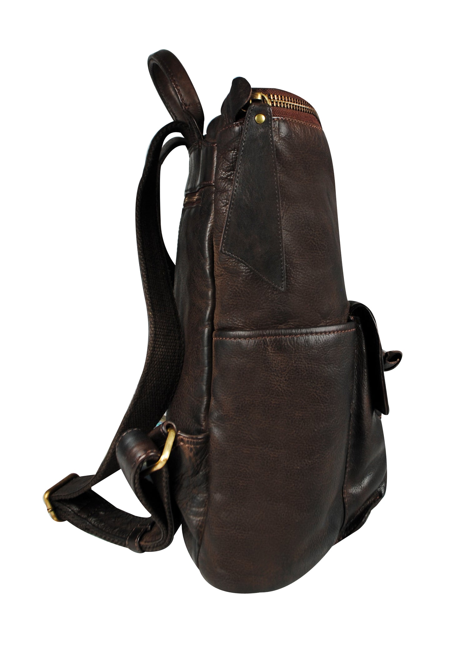 Calfnero Men's Genuine Leather Backpack (808-Brown)
