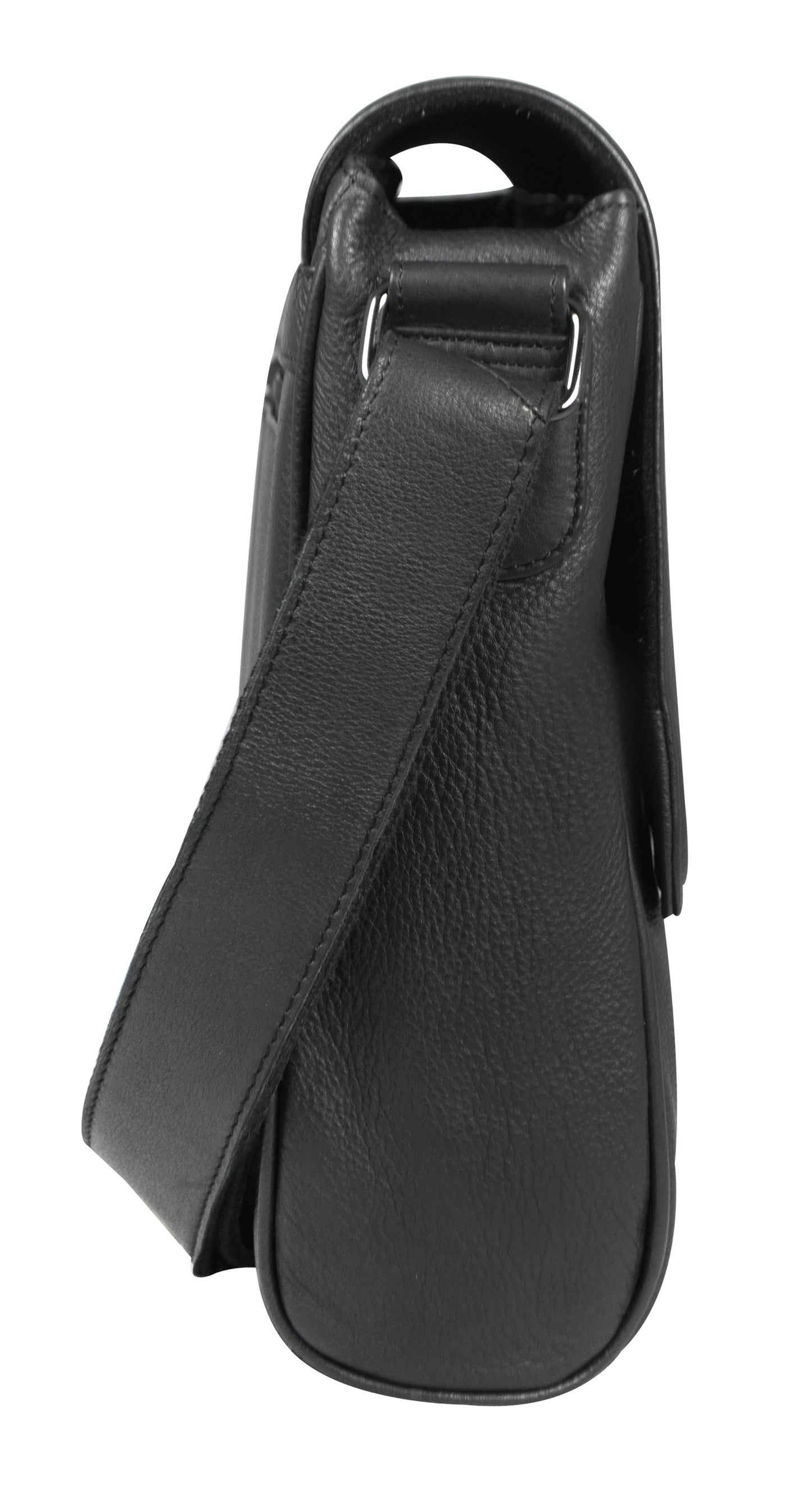 Calfnero Genuine Leather Men's Messenger Bag (848-Black)
