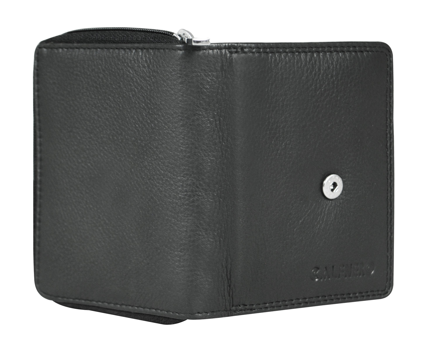 Calfnero Genuine Leather Women's Wallet (AK-81-BLACK)