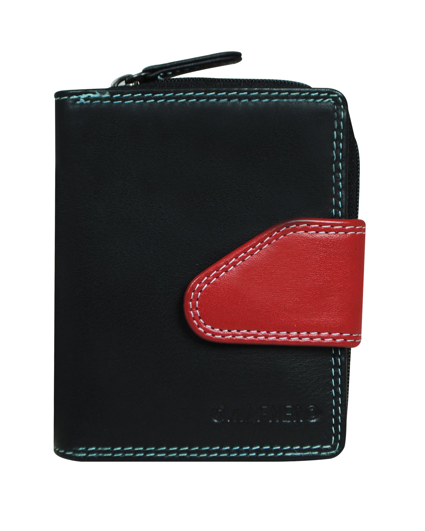 Calfnero Genuine Leather Women's Wallet (AK-81-Black-Red)