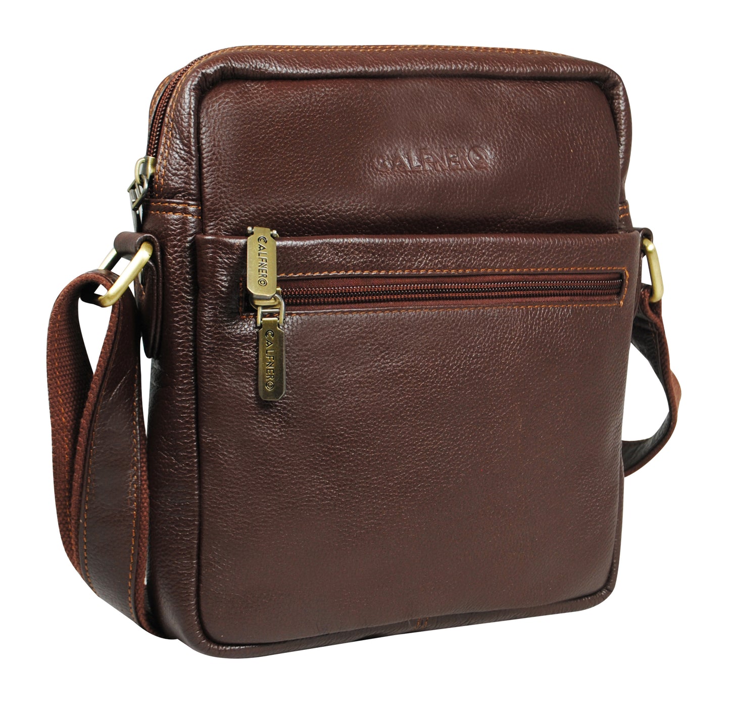 Calfnero Genuine Leather Men's Cross Body Bag (CH-15-Brown)