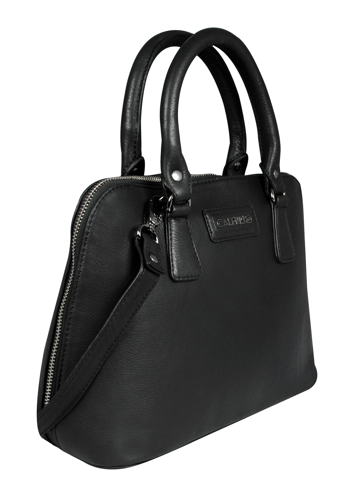 Calfnero Women's Genuine Leather Hand Bag (CON-2-Black)