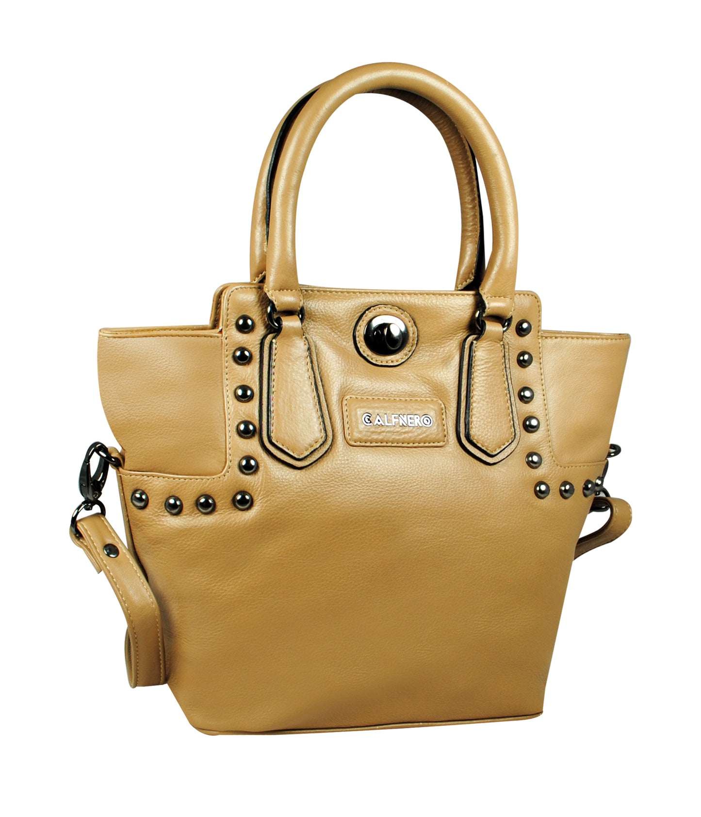 Calfnero Women's Genuine Leather Hand Bag (CON-1-Beige)