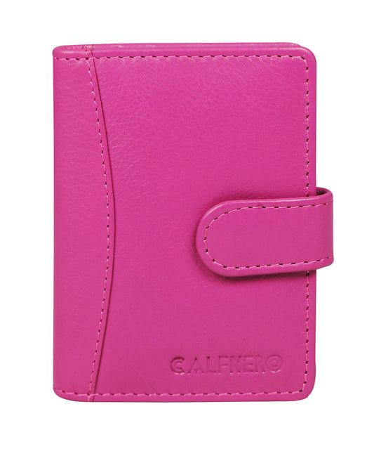 Calfnero Genuine Leather Card Case wallet (602-Pink)