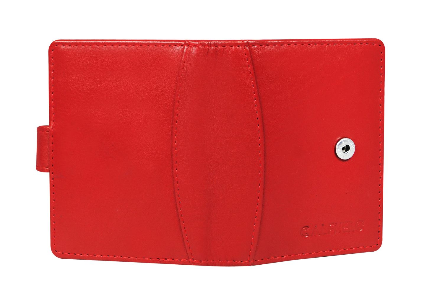 Calfnero Genuine Leather Card Case wallet (602-Red)