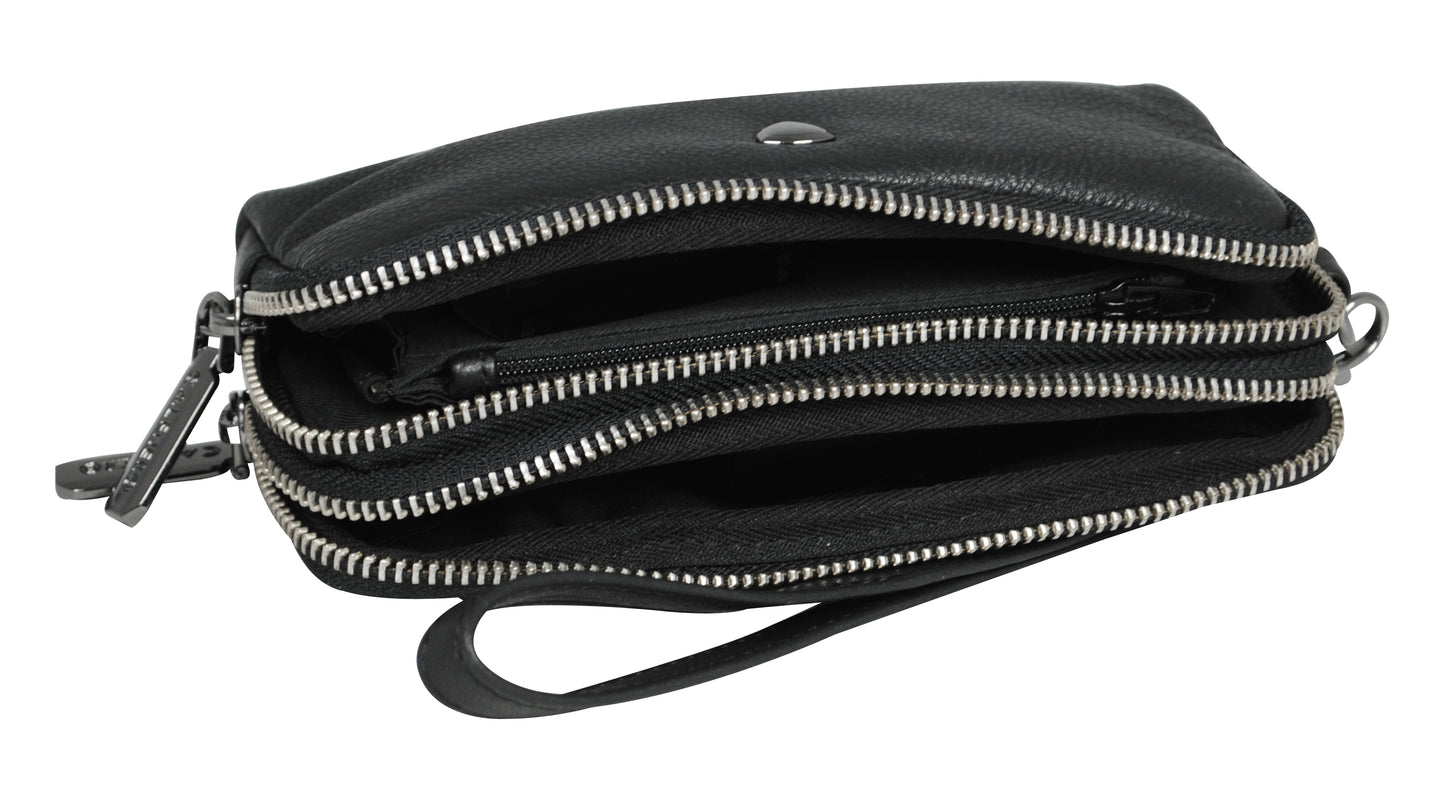 Calfnero Genuine Leather Toiletry Bag Shaving Kit Bag (9550-Black)