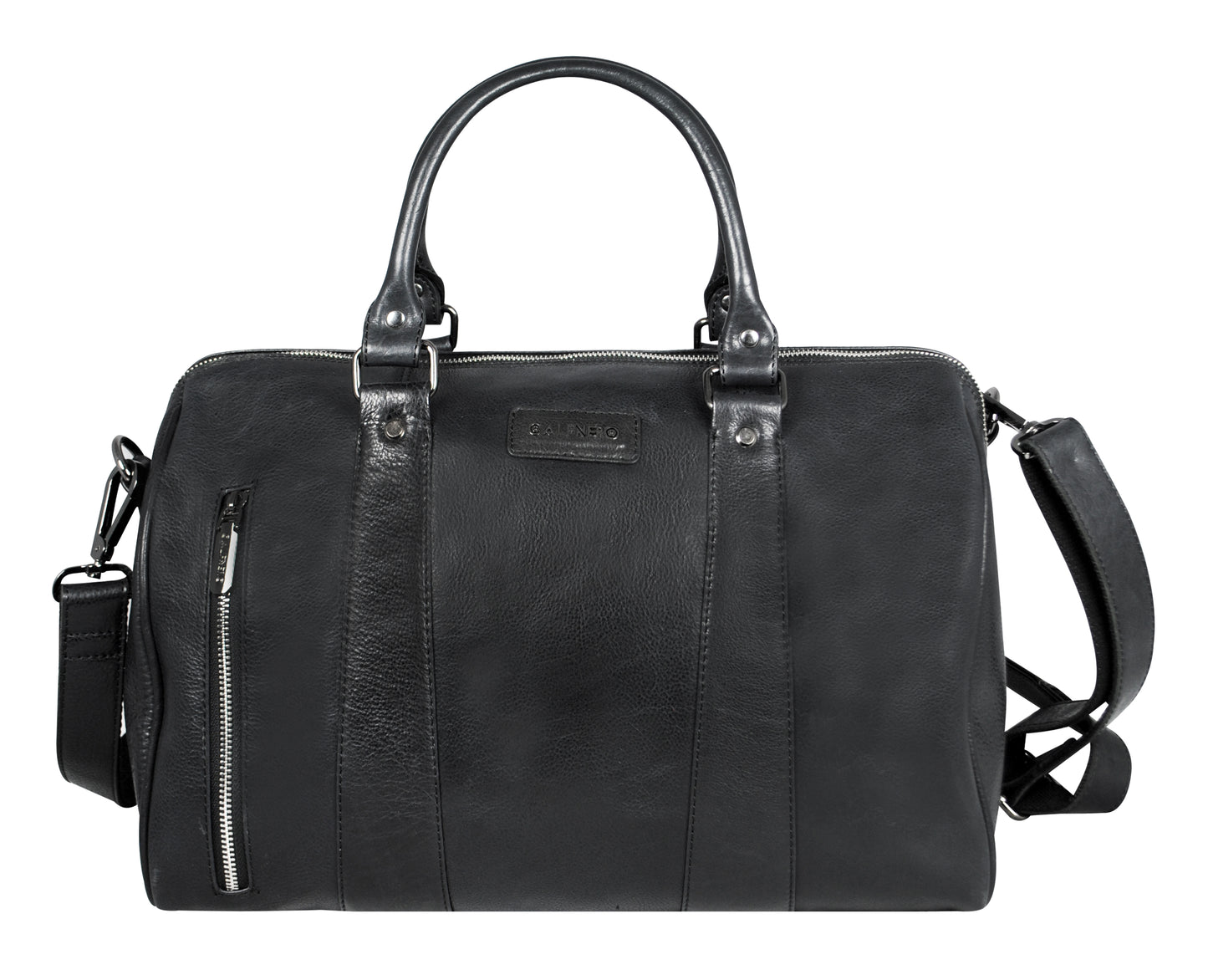 Calfnero Genuine Leather Travel Duffel Bag (LB-04-Black)