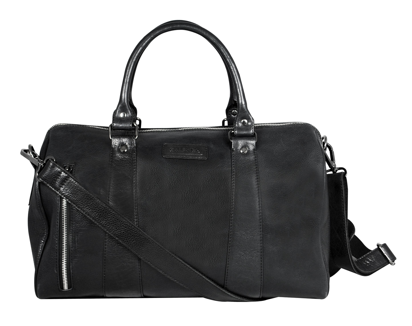 Calfnero Genuine Leather Travel Duffel Bag (LB-04-Black)