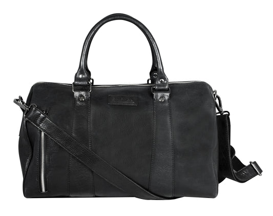 Calfnero Genuine Leather Travel Duffel Bag (9906-Black)