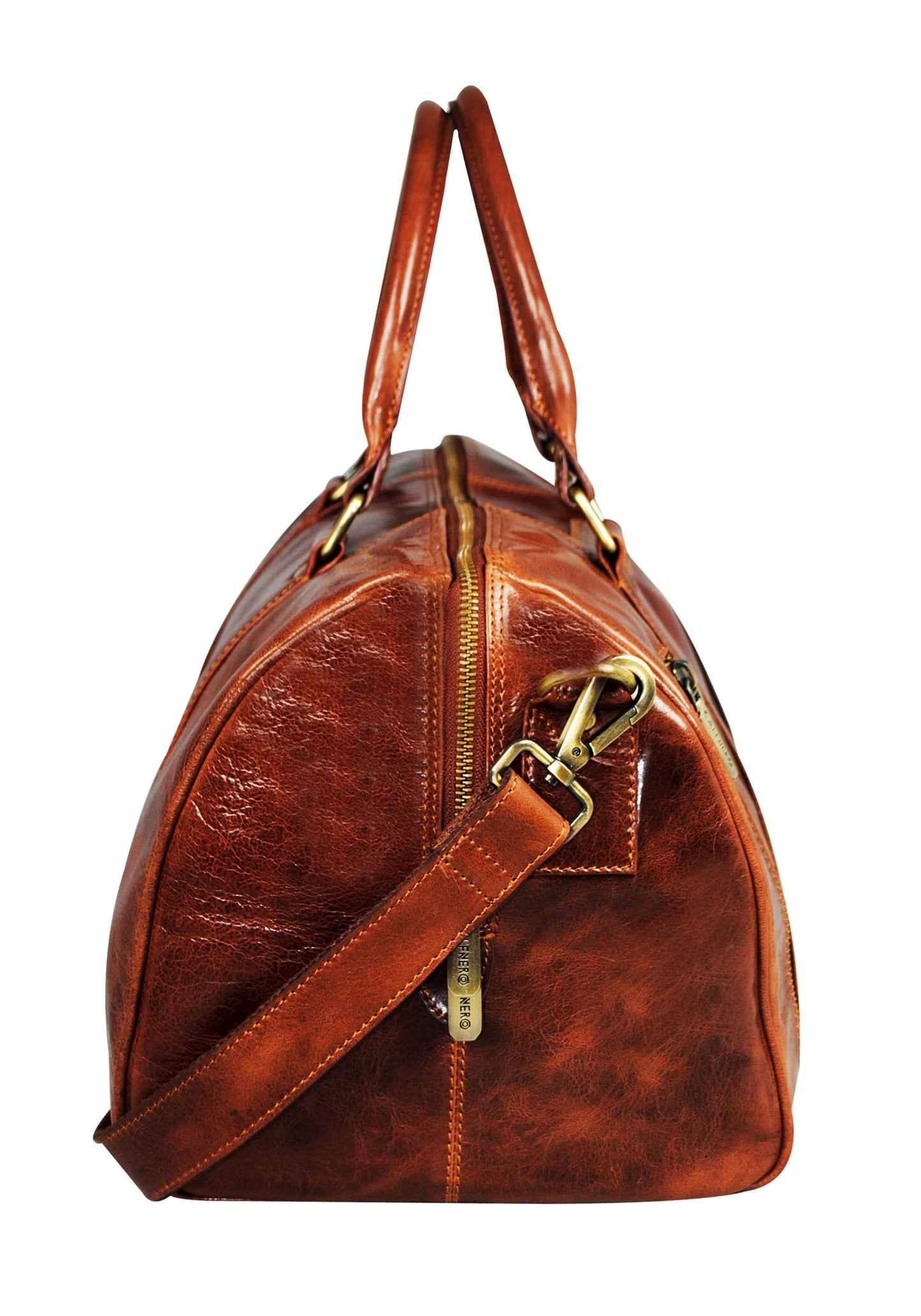 Calfnero Genuine Leather Travel Duffel Bag (9906-Cognac)