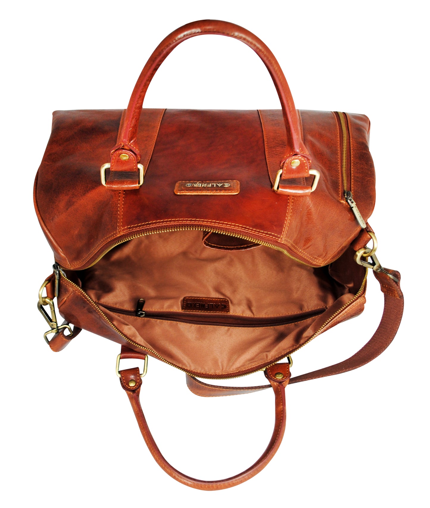 Calfnero Genuine Leather Travel Duffel Bag (LB-04-Cognac)