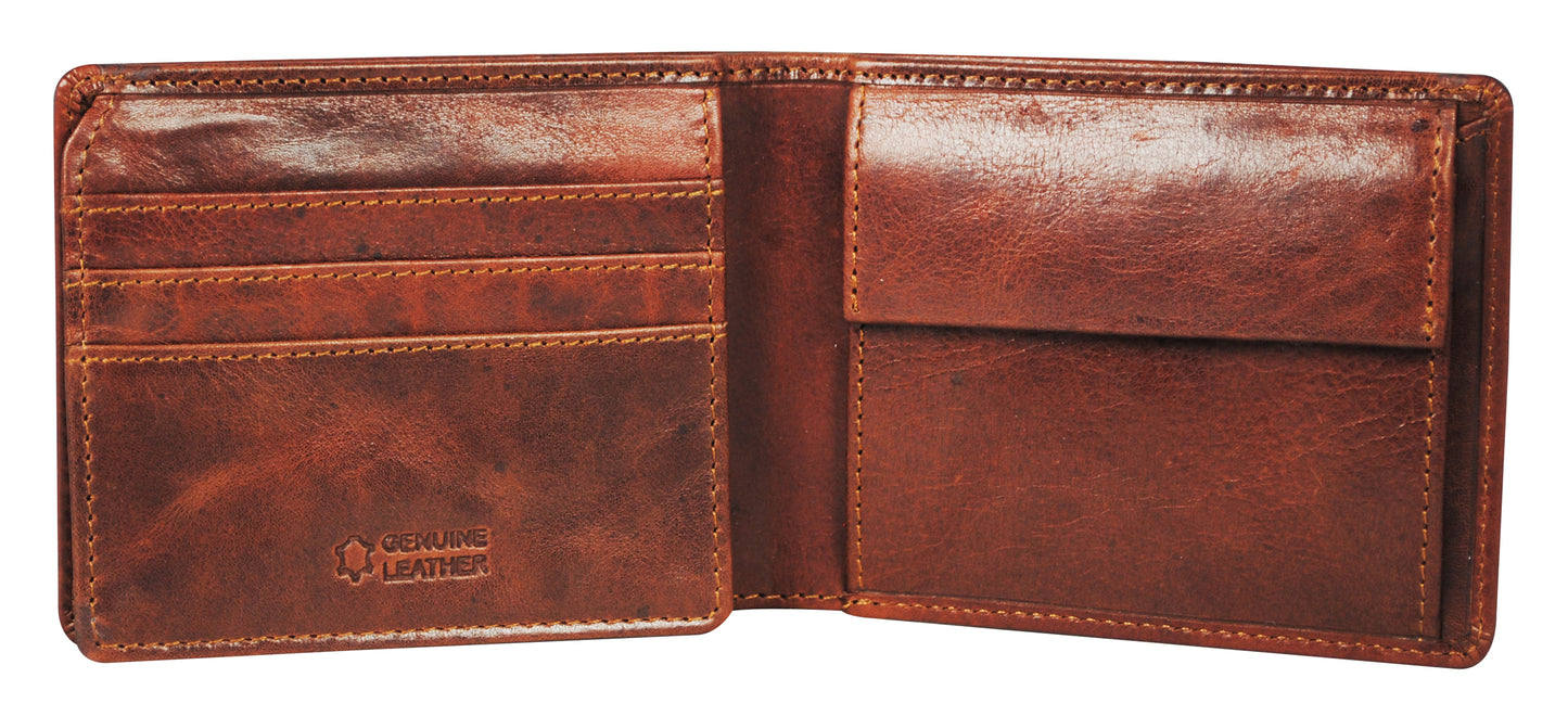 Calfnero Genuine Leather  Men's Wallet (7778-Tan)