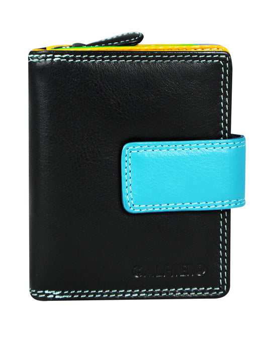Calfnero Genuine Leather Women's Wallet (6084-Black-Multi)