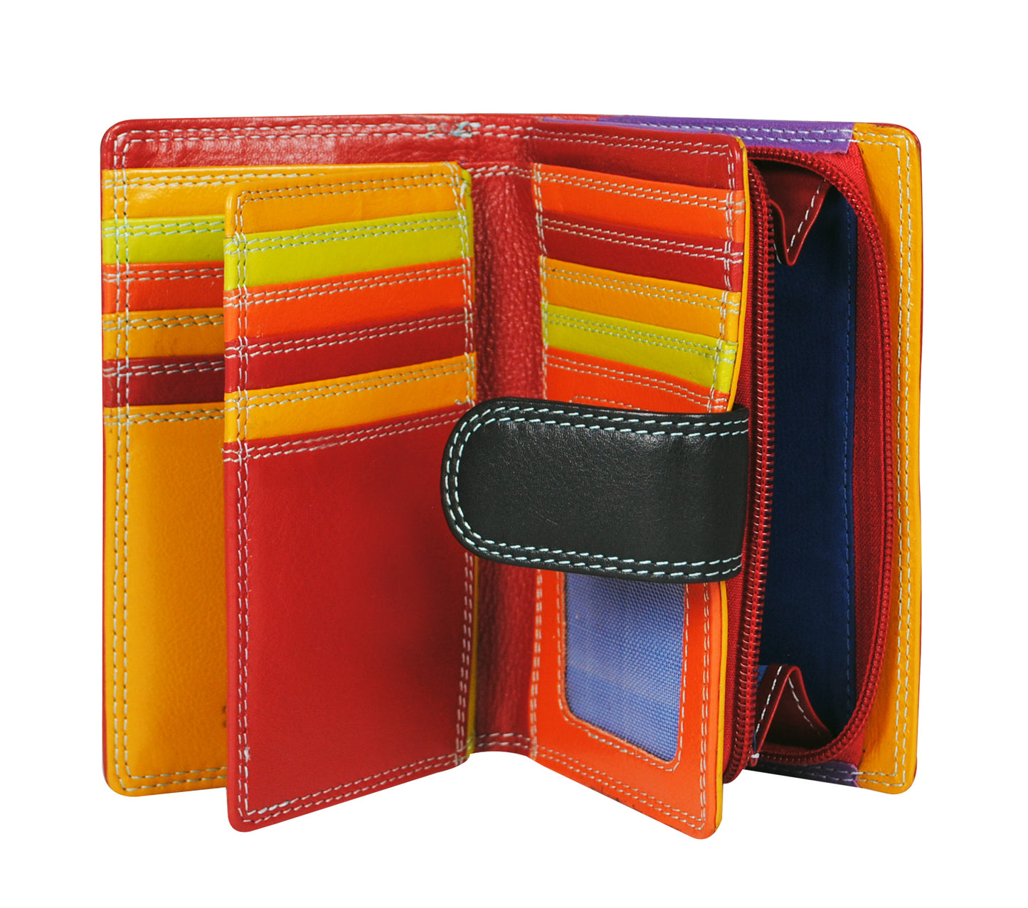 Calfnero Genuine Leather Women's Wallet (6080-Red-Multi)