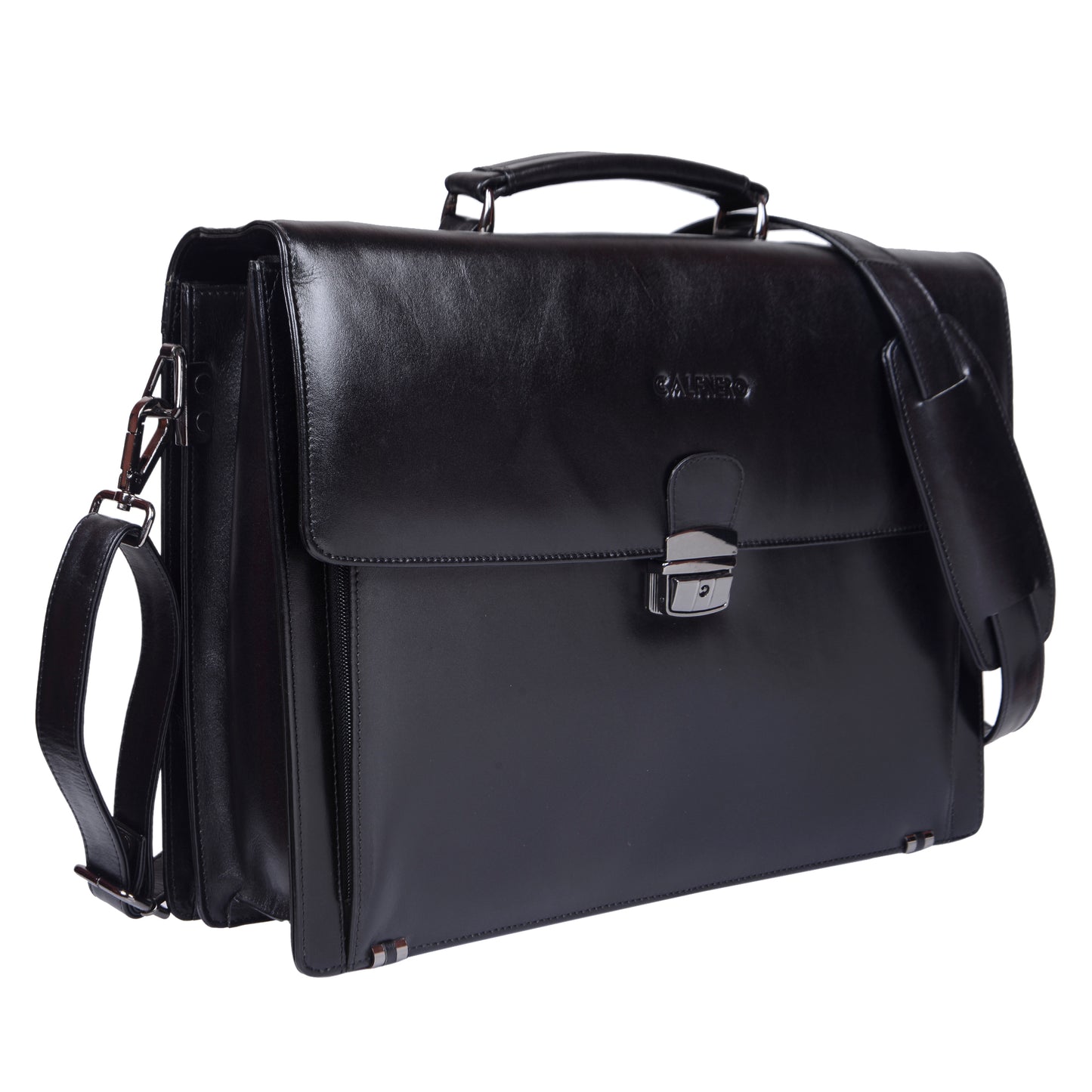 Calfnero Genuine Leather Men's Messenger Bag (K-104-Black)