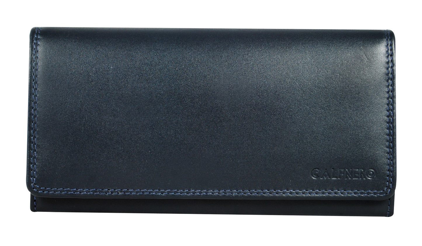 Calfnero Genuine Leather Women's Wallet (L-01-Navy)