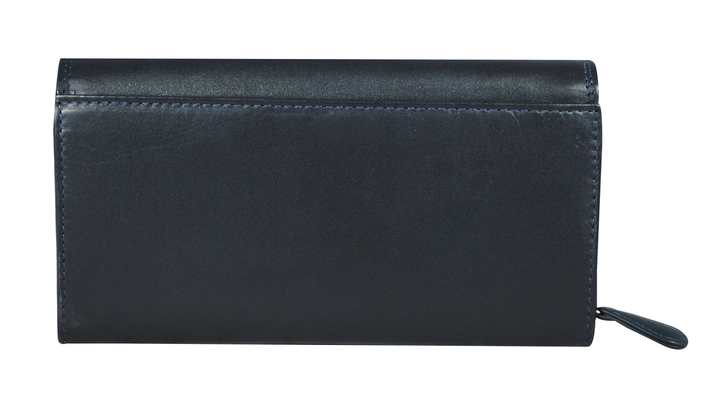 Calfnero Genuine Leather Women's Wallet (L-03-Navy)