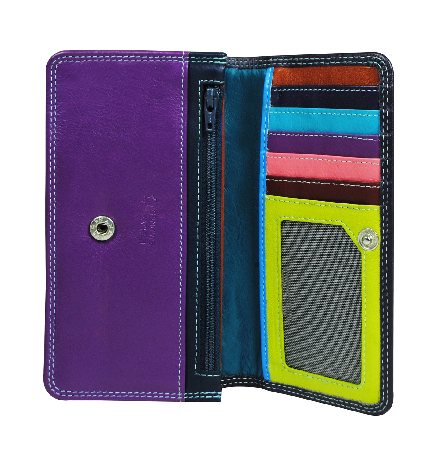 Calfnero Genuine Leather Women's wallet (109-Purple-Multi)