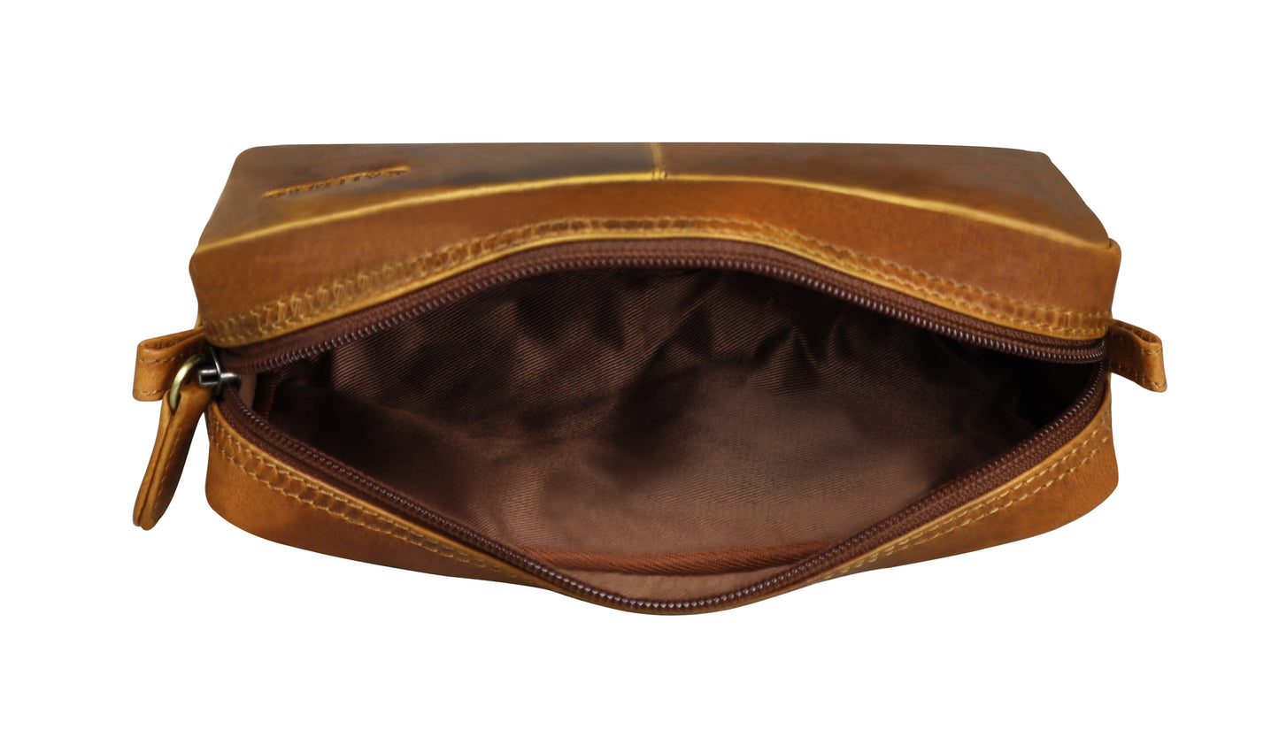 Calfnero Genuine Leather Toiletry Bag Shaving Kit Bag (S-645-Kara)