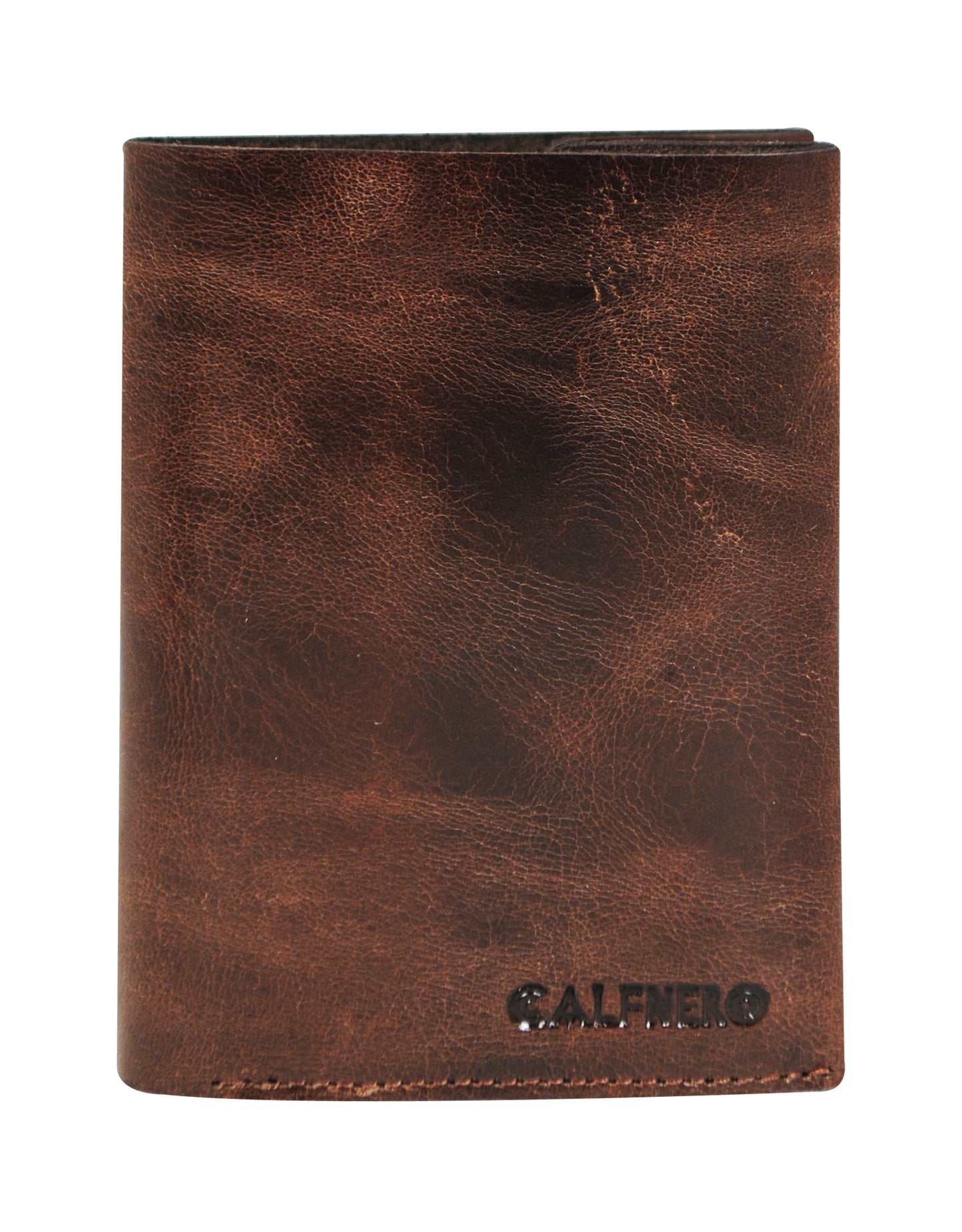 Calfnero Genuine Leather Raw Edge Men's Wallet (T-325-Dark-Brown)