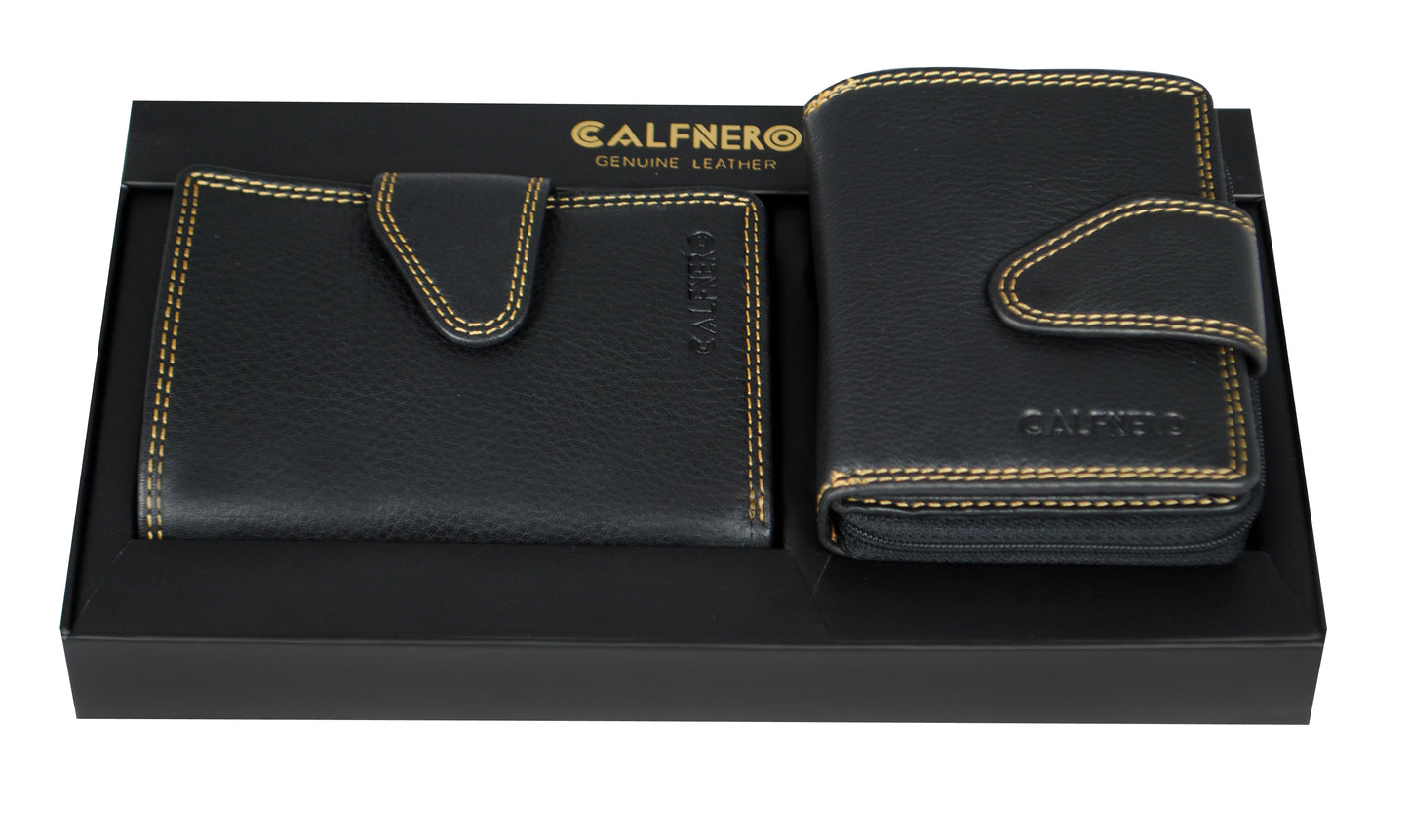 Calfnero Genuine Leather Women's Combo Pack (WC-001-Black-Tan)